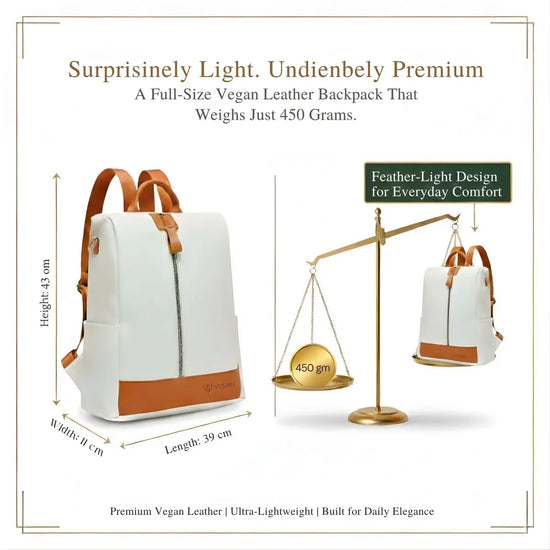 Timeless Aura Women Backpack Handbag - White