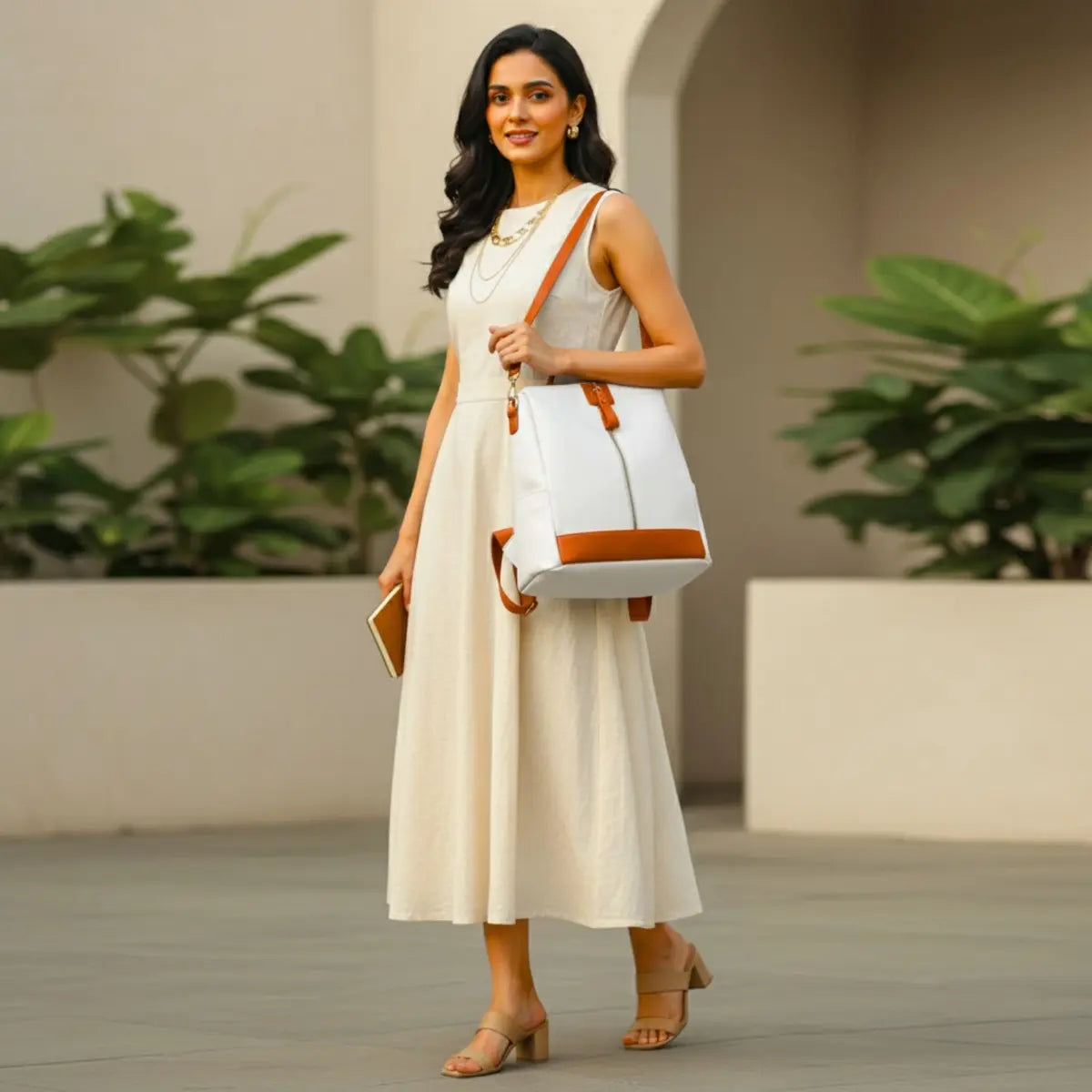 Timeless Aura Women Backpack Handbag - White