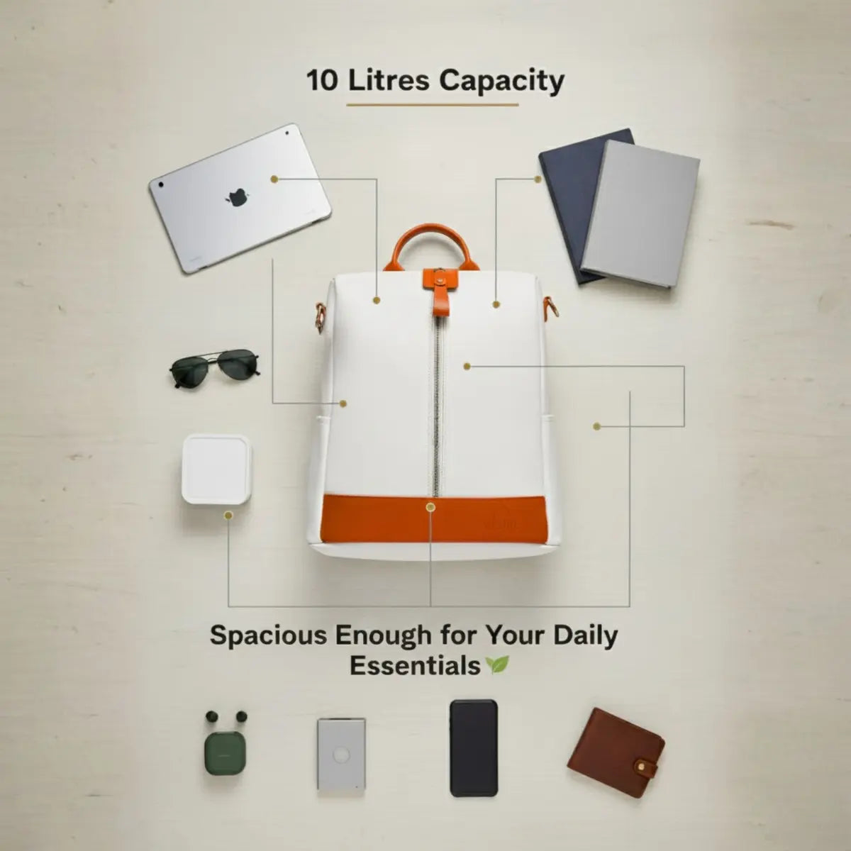 Timeless Aura Women Backpack Handbag - White