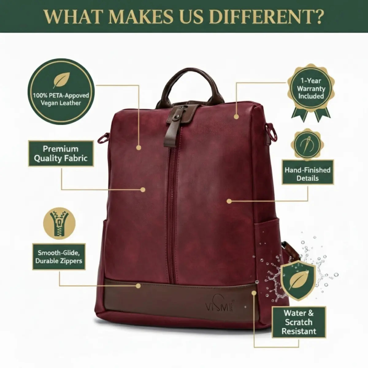 Timeless Aura Women Backpack Handbag - Wine