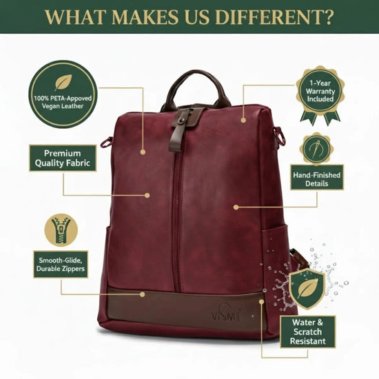 Timeless Aura Women Backpack Handbag - Wine