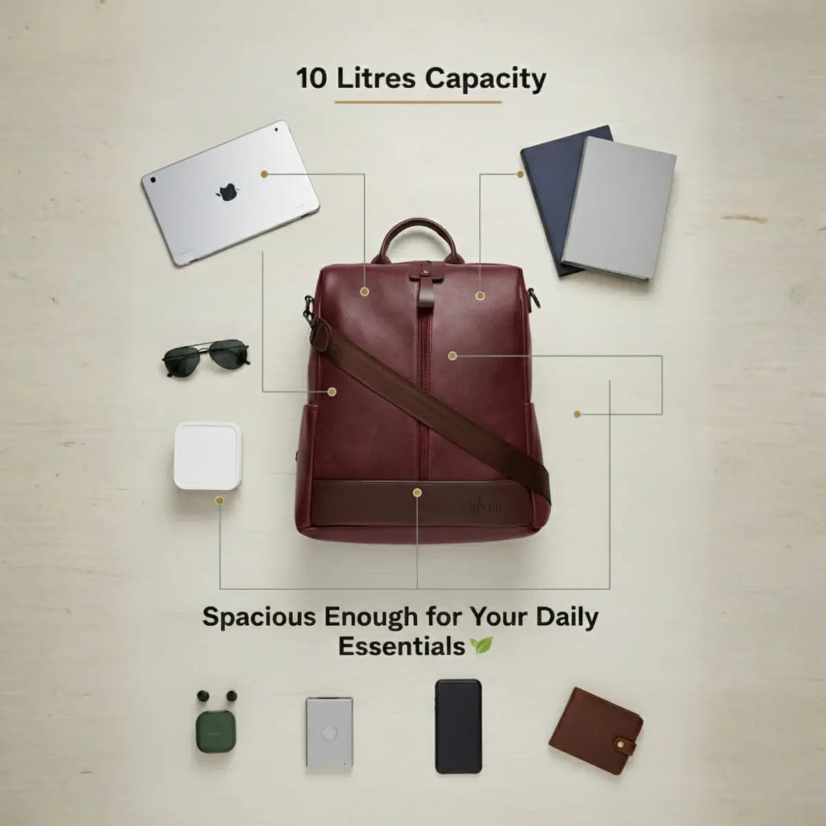 Timeless Aura Women Backpack Handbag - Wine