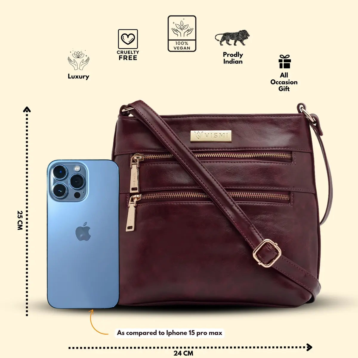 Timeless Versa Women's Sling Bag - Wine