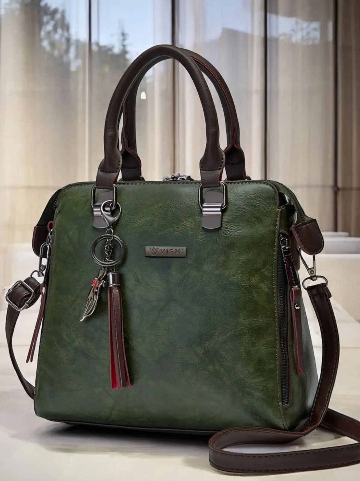 Timeless Elegance Satchel Handbag - Olive Green