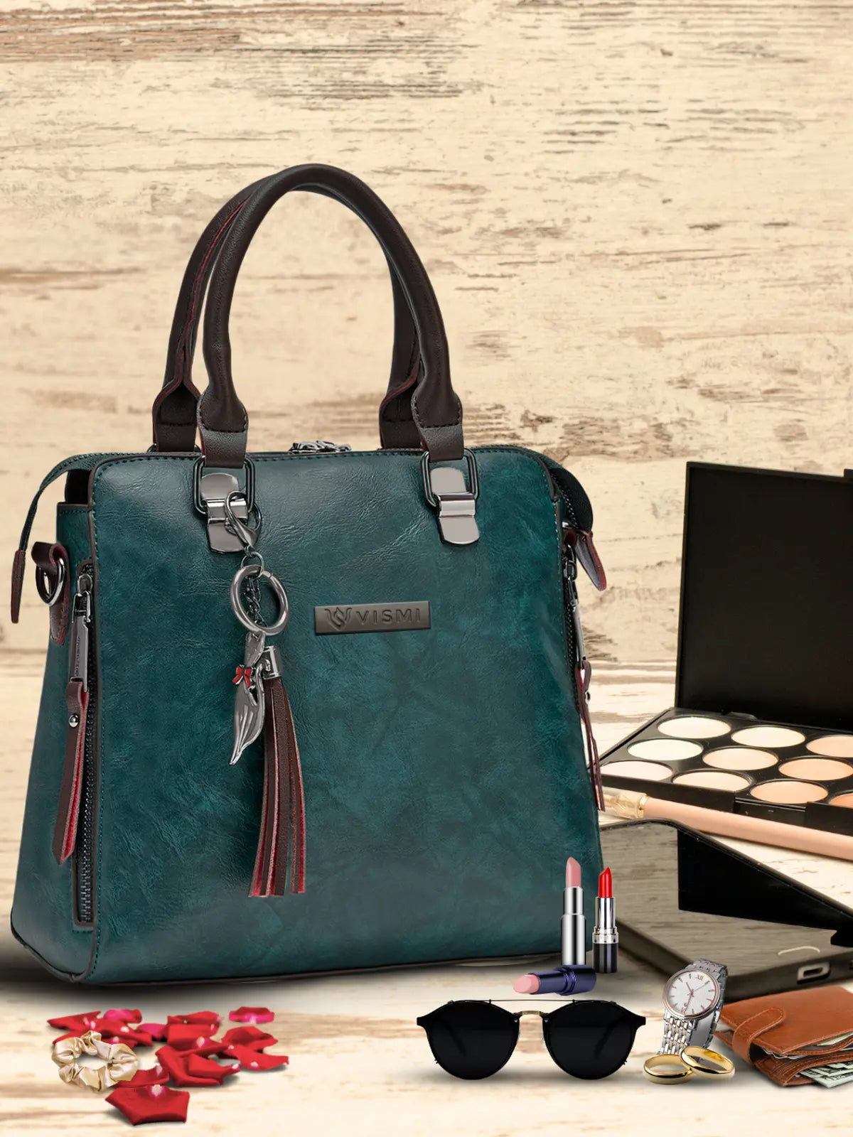 Timeless Elegance Satchel Handbag - Teal blue