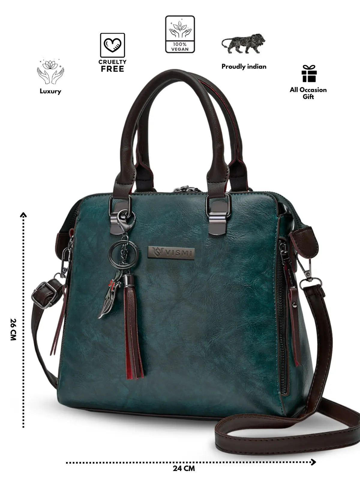 Timeless Elegance Satchel Handbag - Teal blue