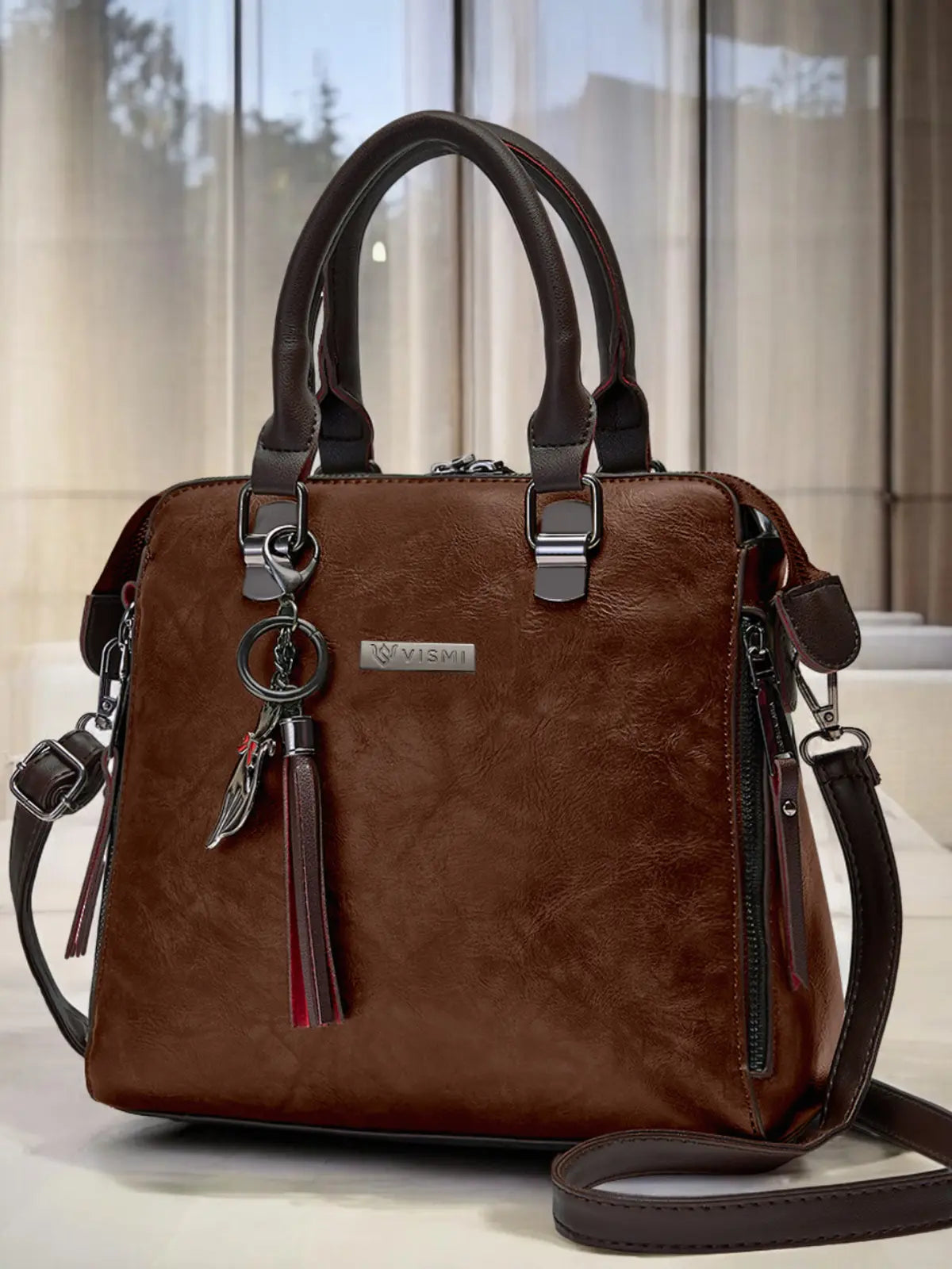 Timeless Elegance Satchel Handbag - Coffee Brown