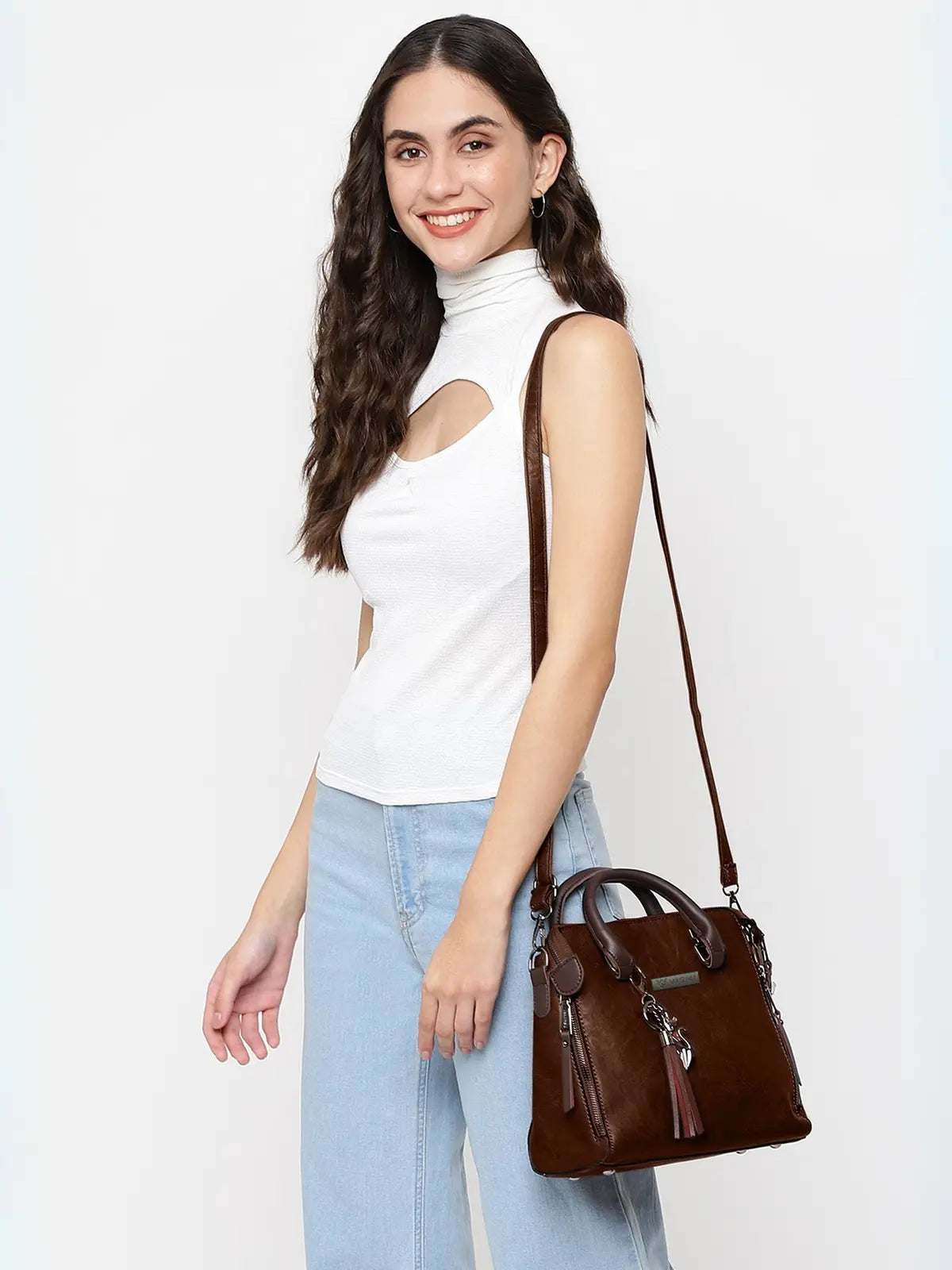 Timeless Elegance Satchel Handbag - Coffee Brown