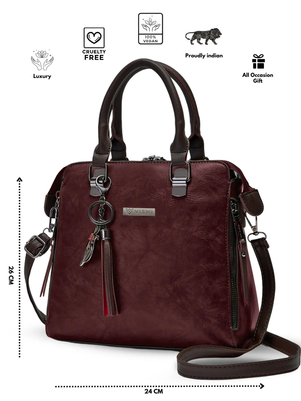 Timeless Elegance Satchel Handbag – Wine