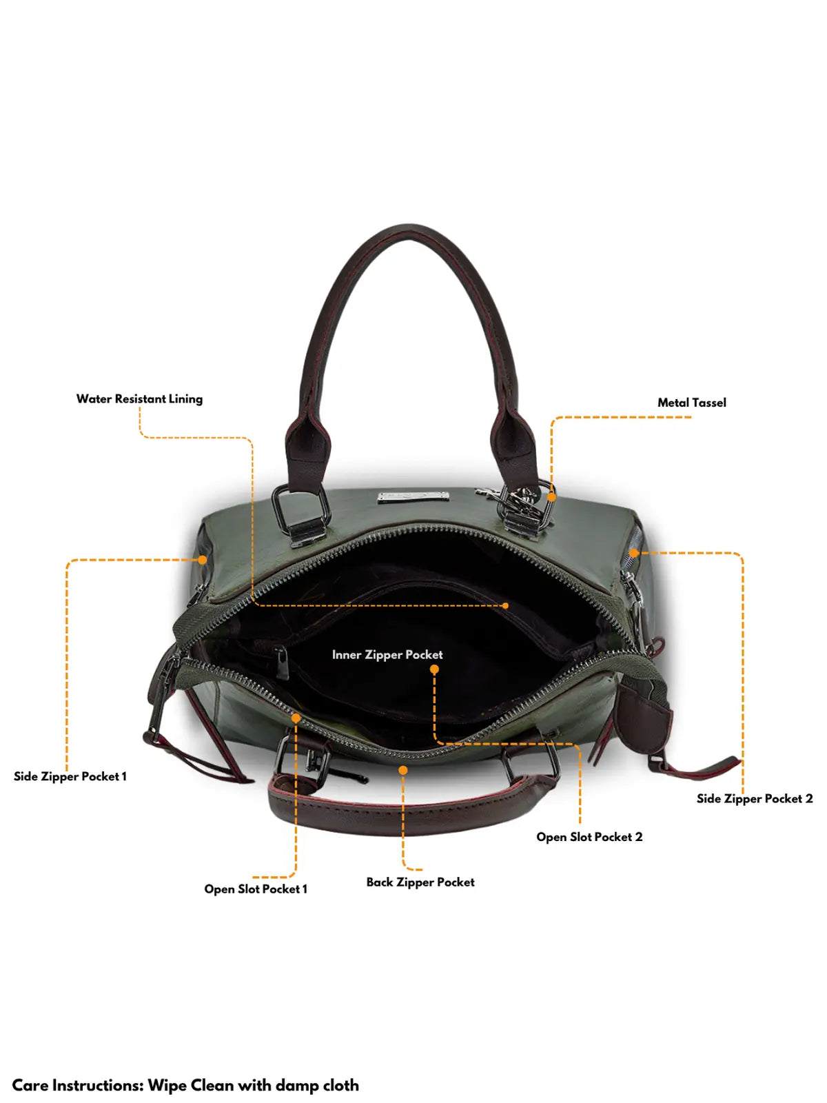 Timeless Elegance Satchel Handbag - Olive Green