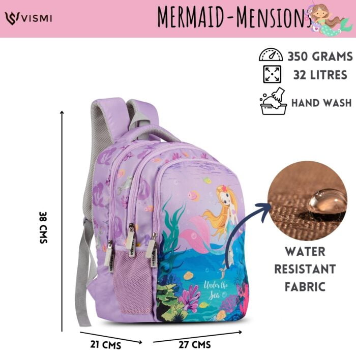 Customized Mermaid Big School Bags Backpacks for 5 to 9 Years Kids Boys Girls Gifts 16 inches